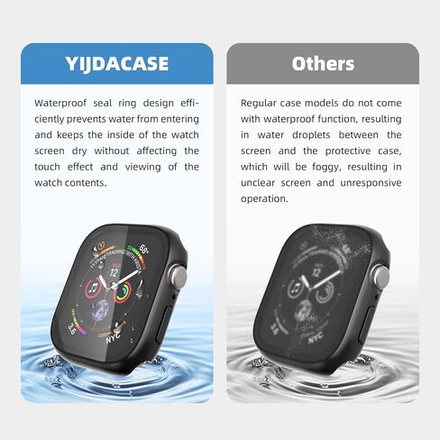 YIJDACASE【2 Pack】 Waterproof Case for Apple Watch Series 10 46mm with HD Tempered Glass Screen Protector Hard Shockproof Protective Face Bumper Cover Compatible iWatch S10 Accessories, Black+Black in Saudi Arabia