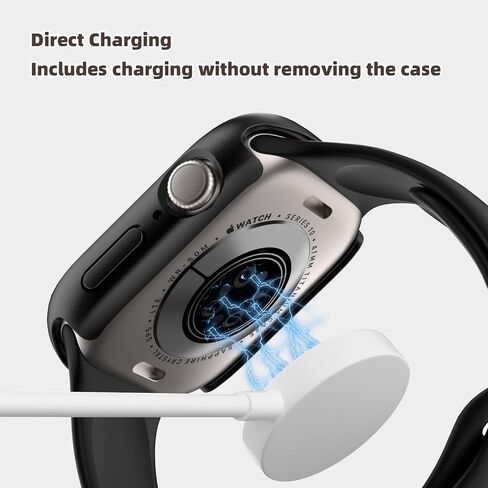 YIJDACASE【2 Pack】 Waterproof Case for Apple Watch Series 10 46mm with HD Tempered Glass Screen Protector Hard Shockproof Protective Face Bumper Cover Compatible iWatch S10 Accessories, Black+Black in Saudi Arabia