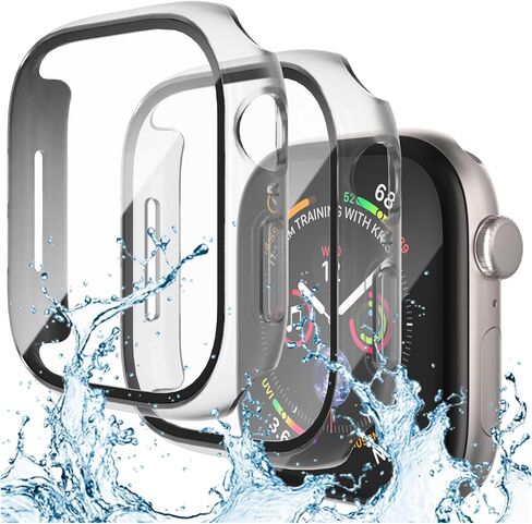 YIJDACASE【2 Pack】 Waterproof Case for Apple Watch Series 10 46mm with HD Tempered Glass Screen Protector Hard Shockproof Protective Face Bumper Cover Compatible iWatch S10 Accessories, Black+Black in Saudi Arabia