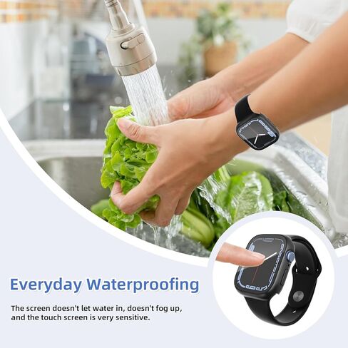 YIJDACASE 【عبوة من قطعتين】 حافظة مقاومة للماء لساعة Apple Series 10 مقاس 46 ملم مع واقي شاشة من الزجاج المقوى عالي الدقة وغطاء ممتص للصدمات واقٍ للوجه متوافق مع ملحقات iWatch S10، أسود + أسود in Kuwait