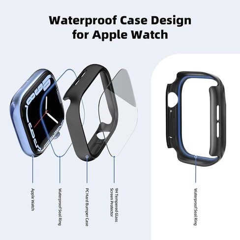 YIJDACASE 【عبوة من قطعتين】 حافظة مقاومة للماء لساعة Apple Series 10 مقاس 46 ملم مع واقي شاشة من الزجاج المقوى عالي الدقة وغطاء ممتص للصدمات واقٍ للوجه متوافق مع ملحقات iWatch S10، أسود + أسود in Kuwait