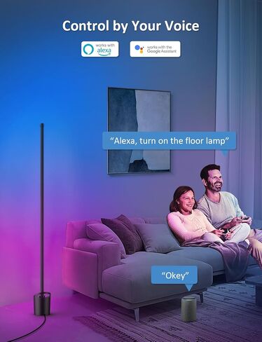 LED Floor Lamp - Smart RGBCW LED Corner Lamp Compatible with Alexa, Smart Floor Lamp with Music Sync and DIY Modes, Color Changing Standing Lamp for Bedroom, Led Corner Floor Lamp in Saudi Arabia