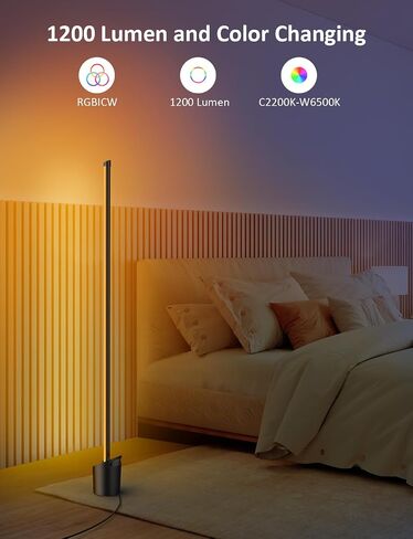 LED Floor Lamp - Smart RGBCW LED Corner Lamp Compatible with Alexa, Smart Floor Lamp with Music Sync and DIY Modes, Color Changing Standing Lamp for Bedroom, Led Corner Floor Lamp in Saudi Arabia
