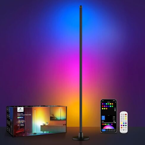 LED Floor Lamp - Smart RGBCW LED Corner Lamp Compatible with Alexa, Smart Floor Lamp with Music Sync and DIY Modes, Color Changing Standing Lamp for Bedroom, Led Corner Floor Lamp in Saudi Arabia