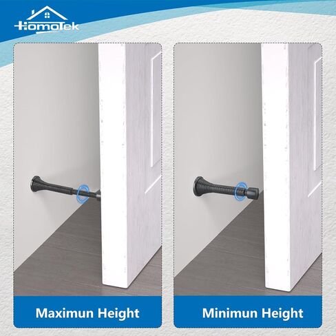 HOMOTEK 1 حزمة سدادات أبواب زنبركية متداخلة، ممتدة من 3-1/8 إلى 4-1/4 بوصة مثبتة على الحائط - سدادات أبواب طويلة للغاية - واقي جدار زنبركي مرن (نيكل الساتان) in Saudi Arabia