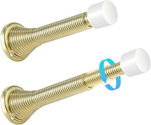 HOMOTEK 1 حزمة سدادات أبواب زنبركية متداخلة، ممتدة من 3-1/8 إلى 4-1/4 بوصة مثبتة على الحائط - سدادات أبواب طويلة للغاية - واقي جدار زنبركي مرن (نيكل الساتان) in Saudi Arabia