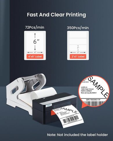 vretti Thermal Shipping Label Printer - 4x6 USB Label Printer - Desktop Barcode Pink Label Printer for Small Business & Shipping Packages Compatible with Mac, Windows, Linux, UPS, USPS(USB Version) in Saudi Arabia