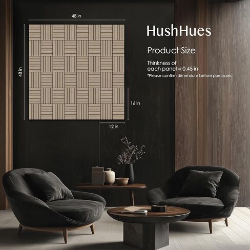 12 Pack Felt Acoustic Panels, 48"x48"x0.4" Large Acoustic Wall Panels, Self-Adhesive Sound Absorbing Panels for Recording Studios & Offices,Camel Felt+Black Decorative Acoustic Panels in Saudi Arabia