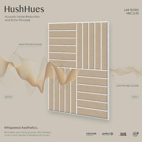 12 Pack Felt Acoustic Panels, 48"x48"x0.4" Large Acoustic Wall Panels, Self-Adhesive Sound Absorbing Panels for Recording Studios & Offices,Camel Felt+Black Decorative Acoustic Panels in Saudi Arabia