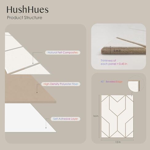 12 Pack Felt Acoustic Panels, 48"x48"x0.4" Large Acoustic Wall Panels, Self-Adhesive Sound Absorbing Panels for Recording Studios & Offices,Camel Felt+Black Decorative Acoustic Panels in Kuwait