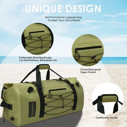 80L Waterproof Duffel Bag Large Dry Bags Roll-Top Heavy Duty Dry Duffle Bag with Durable Straps & Handles for Kayaking Paddle boarding Boating Rafting Fishing Canoeing Camping (Blue) in Kuwait