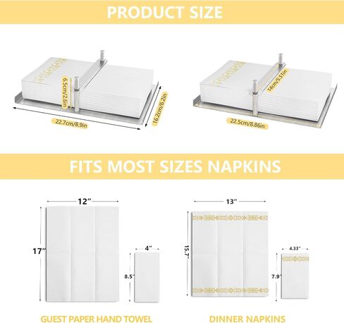 Napkin Holder for Table, Flat Napkin Holder with Weighted Center Bar for Easy Access, Metal Square Napkin Dispenser for Kitchen Counter, Party, Black in Saudi Arabia