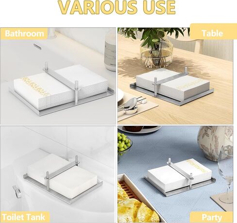 Napkin Holder for Table, Flat Napkin Holder with Weighted Center Bar for Easy Access, Metal Square Napkin Dispenser for Kitchen Counter, Party, Black in Saudi Arabia