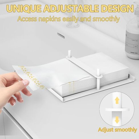 Napkin Holder for Table, Flat Napkin Holder with Weighted Center Bar for Easy Access, Metal Square Napkin Dispenser for Kitchen Counter, Party, Black in Saudi Arabia