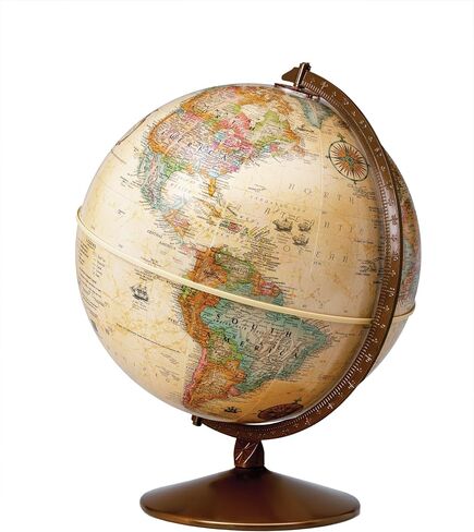 Replogle Globes Franklin World Globe، محيط عتيق، قطر 30.48 سم، أكثر من 4000 اسم مكان in Kuwait