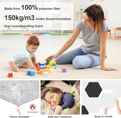 ألواح إسفنجية مقاومة للصوت من JBER Hexagon، ألواح إسفنجية صوتية مقاومة للصوت، 14 بوصة × 12 بوصة × 0.4 بوصة معالجة صوتية عالية الكثافة للاستوديو والمنزل والمكتب 12 حزمة (رمادي فضي) in Kuwait