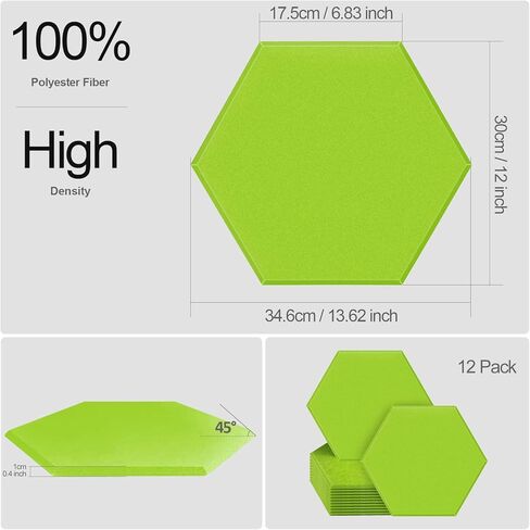 ألواح إسفنجية مقاومة للصوت من JBER Hexagon، ألواح إسفنجية صوتية مقاومة للصوت، 14 بوصة × 12 بوصة × 0.4 بوصة معالجة صوتية عالية الكثافة للاستوديو والمنزل والمكتب 12 حزمة (رمادي فضي) in Kuwait