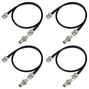 RS Premium BNC Coaxial Antenna Extension Cable Kit for Wireless Microphones - Noise-Shielded Copper Core Cables with Bulkhead Connectors (4-Pack)