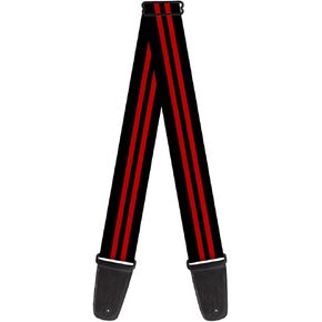 Guitar Strap Stripe Black Red 2 Inches Wide