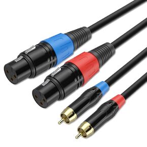 Dual XLR Female to Dual RCA Male, 2 RCA to 2 XLR Male HiFi Stereo Audio Connection Microphone Cable Wire Cord Path Cable, 3.3 Feet