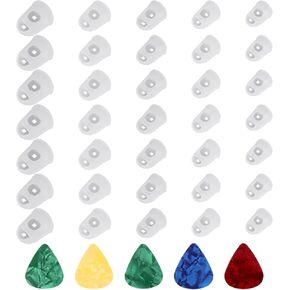 35 PCS Guitar Finger Protectors Silicone Finger Protectors for Guitar Players Guitar Finger Guards 5 Sizes Anti Slip Fingertip Protection Covers Caps for Playing Ukulele Guitar 5 Guitar Pick