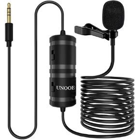 Lavalier Microphone Omnidirectional Condenser Lapel Microphone No Battery Required for YouTube Interview Video Recording Compatible with Phone DSLR Camera/Smartphone (6M/19FT)