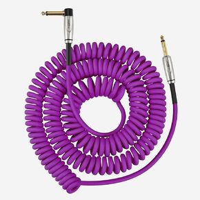 Coil Guitar Cable 20ft, Curly Electric Instrument Guitar Bass Cord AMP Lead 1/4 Straight to Angled Black
