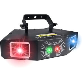 Pattern Party Light, Four Beam Effect,Scan Pattern Lights, Party Lights by DMX Control, Stage Lights for Festive - Home Dance Party Disco Bar Club Light Projecter
