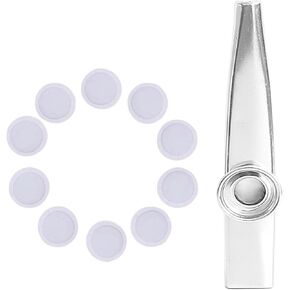 MEELYHOMEZQA Metal Kazoo with 10 Flute Membranes Mouth Kazoo Musical Instruments Good Companion for Ukuleles, Violin, Guitar,Piano, silver