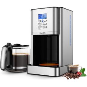 AIRMSEN Programmable Coffee Maker 12 Cup Drip Coffee Machine with Coffee Pot, Stainless Steel, Auto-Brewing, 24H Timer, 3 Temp Setting, 4H Warm-Keeping, Reusable Coffee Filter, Silver
