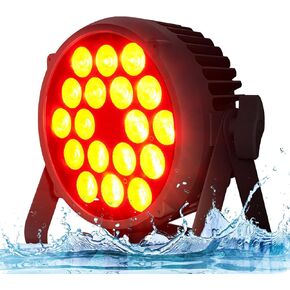 SHEHDS CoralPar Par Lights IP65 Waterproof Outdoor LED 18x12W RGBWA+UV Color Wash/Strobe Stage Lights 45° Beam Angel Uplights DMX512 Sound Activated Fanless Muted DJ Party Lights -Upgrade