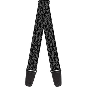 Buckle-Down Guitar Strap Skull Yard Black Gray 2 Inches Wide