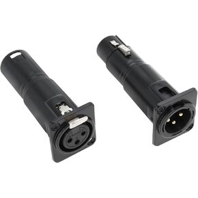 Create idea 2 Pcs 3Pin XLR Male to Female Microphone Connector Female to Male Straight Panel Converter for Mixers and Audio Devices Black