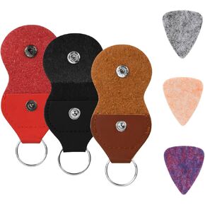 Cosmos Guitar Pick Ukulele Felt Picks with PU Leather Guitar Pick Holder Key Chain Pick Case | Guitar Wool Felt Picks Ukulele Picks Holder Keychain for Women Men Guitar Player Accessories