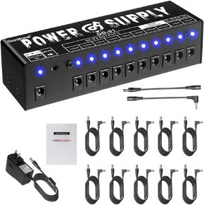 GD-01 Guitar Pedal Power Supply High Current 10 Isolated DC Output for 9V/12V/18V Effect Pedals