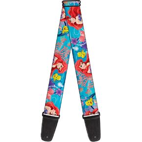 Buckle-Down Disney Guitar Strap, The Little Mermaid Ariel and Flounder Vivid Underwater Poses, 2 Inches Wide