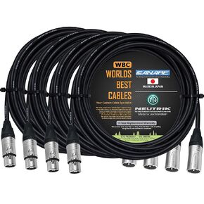 WORLDS BEST CABLES 4 Units - 75 Foot – Quad Balanced Microphone Cable Custom Made Using Canare L-4E6S Wire and Neutrik Silver NC3MXX Male & NC3FXX Female XLR Plugs