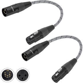 5 Pin to 3 Pin DMX Lighting Cable 12inch 2-Pack, 3 Pin XLR Female to 5 Pin XLR Male Adapter Cable, for Convert Between DMX and XLR Connector