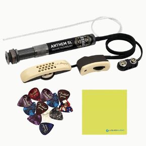 LR Baggs Anthem SL-C Classical Guitar Pickup Battery Life: 170+ hrs Bundle w/ 12x Fender Picks and Liquid Audio Polishing Cloth