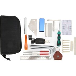 Guitar Repairing Tool Kit Guitar Maintenance Tool, 36 Pcs Guitar Pick String Changing Tuning Wrench Leveling Ruler Repairing Tools Kit for Guitar Ukulele Bass Banjo Guitar Gift for Guitar Enthusiast