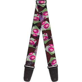 Buckle-Down Nickelodeon Guitar Strap, Invader Zim Close Up Poses Reds, 2 Inches Wide