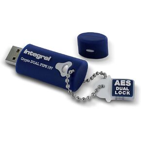 Integral Integral Crypto FIPS 140-2, USB 3.0 Flash Drive with 256 Bit AES Hardware Encryption, Silver, 32 GB