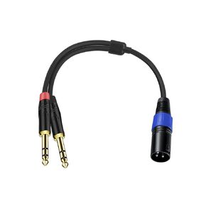 6.35mm Dual TRS to XLR Cable 1.5 FT, Dual 1/4 TRS Male to XLR Male Audio Cable, Microphone Y Splitter Patch Cord, 3-Pin XLR to Dual 1/4 TRS Male Converter Adapter Cable
