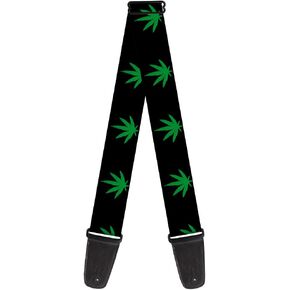 Buckle-Down Guitar Strap - Marijuana Leaf Repeat Black/Green - 2" Wide - 29-54" Length