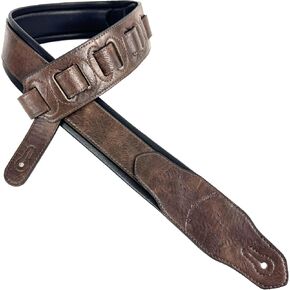 Walker & Williams G-108 Walnut Brown 2" Wide Guitar Strap with Padded Glove Leather Back For Acoustic, Electric, And Bass Guitars