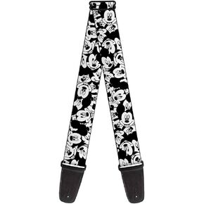 Buckle-Down Guitar Strap - Mickey Mouse Expressions Stacked White/Black - 2" Wide - 29-54" Length