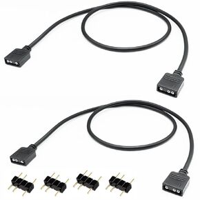 1-to-5 ARGB Splitter Cable, 19.6in 50cm ARGB Cable, 5V 3 Pin Addressable RGB Extension Cable for Computer Chassis CPU Cooler and 5V ARGB Fan (2 Pack)