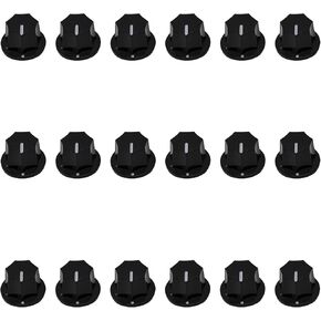 18Pcs Yootones Black Guitar AMP Effect Pedal Knobs Pointer Knob Compatible with Electric Guitar Bass Amplifier Effects Pedal Audio Replacement (14.8 x 20mm)