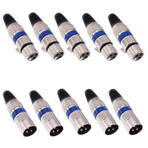 Oiyagai 5 Pairs 3 Pin XLR Connectors Male and Female Microphone Mic Cable Plug Connector Audio Socket, 10 Pack