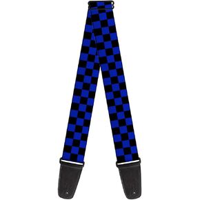 Guitar Strap Checker Black Neon Blue 2 Inches Wide
